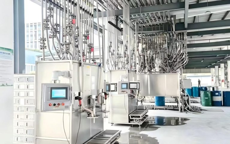 Automatic filling line detail at the Zhengxin Chemical plant