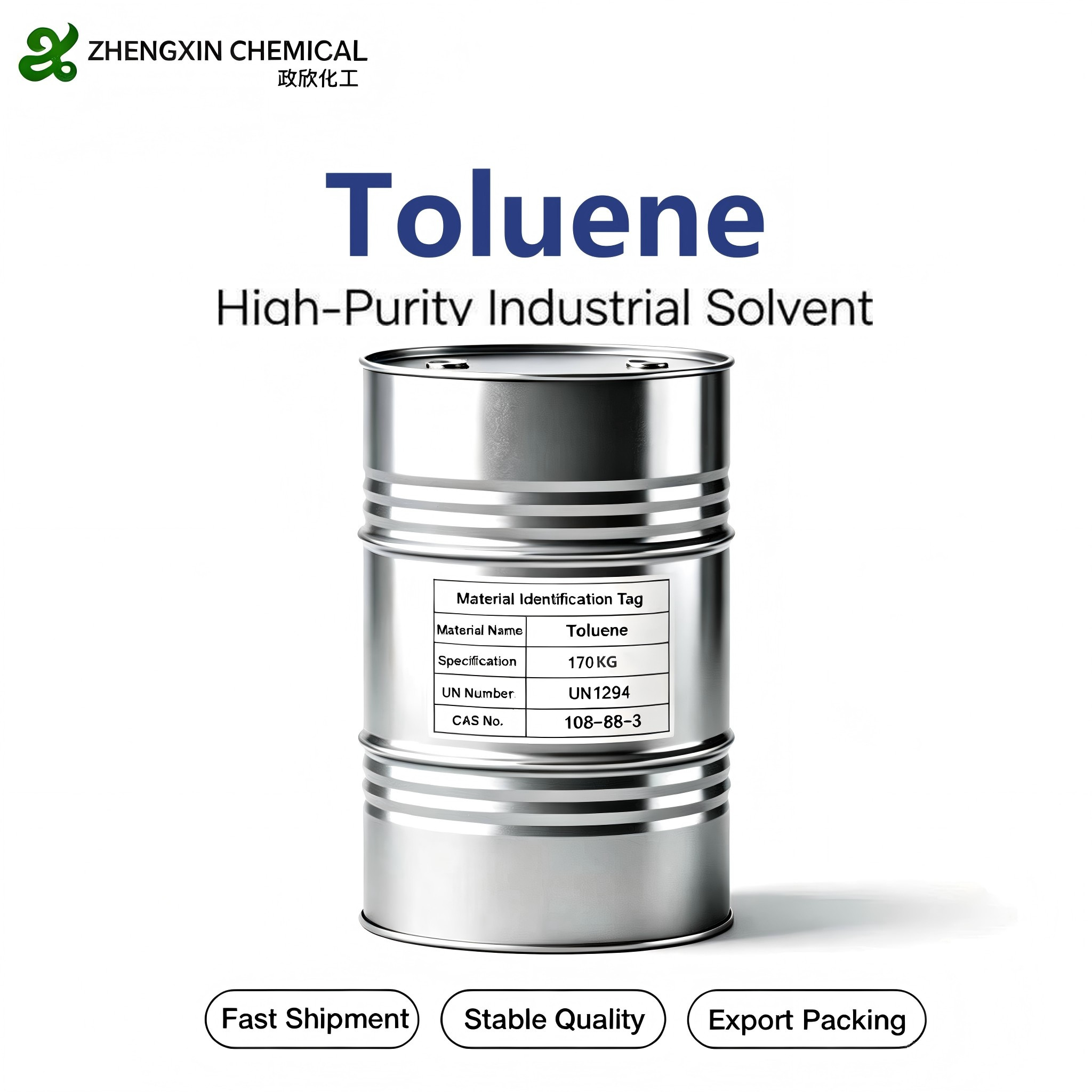 Toluene (CAS 108-88-3) industrial grade solvent supplied by Zhengxin Chemical